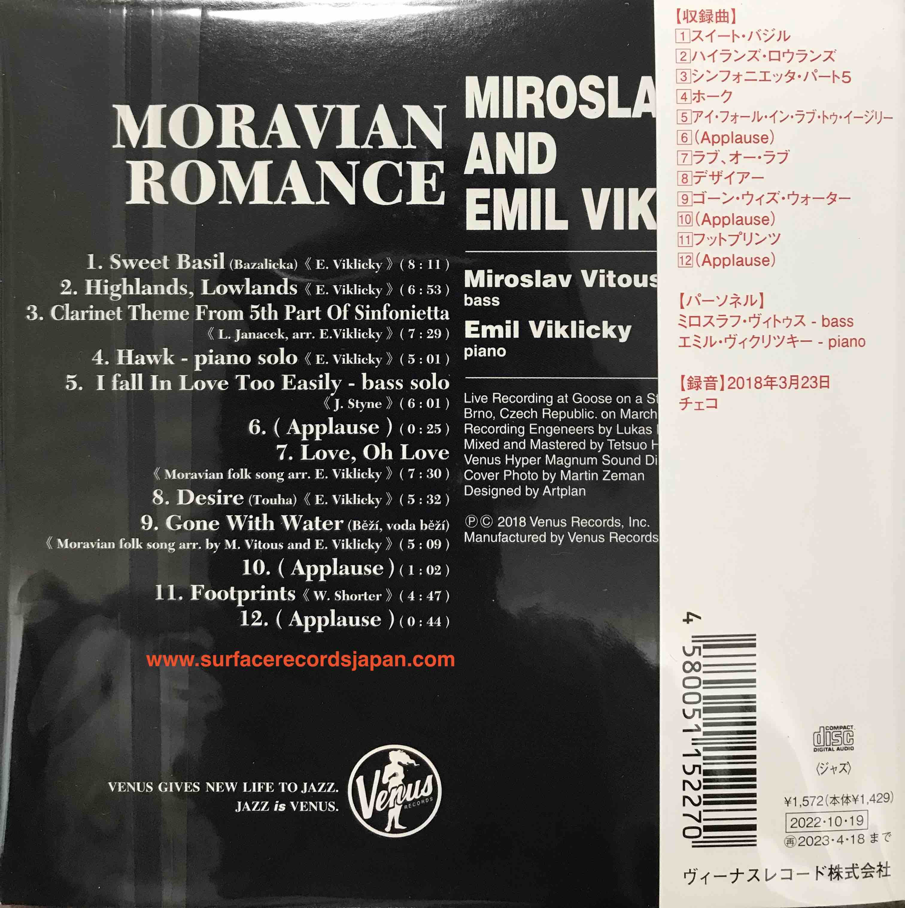 Miroslav Vitous And Emil Viklicky ‎– Moravian Romance