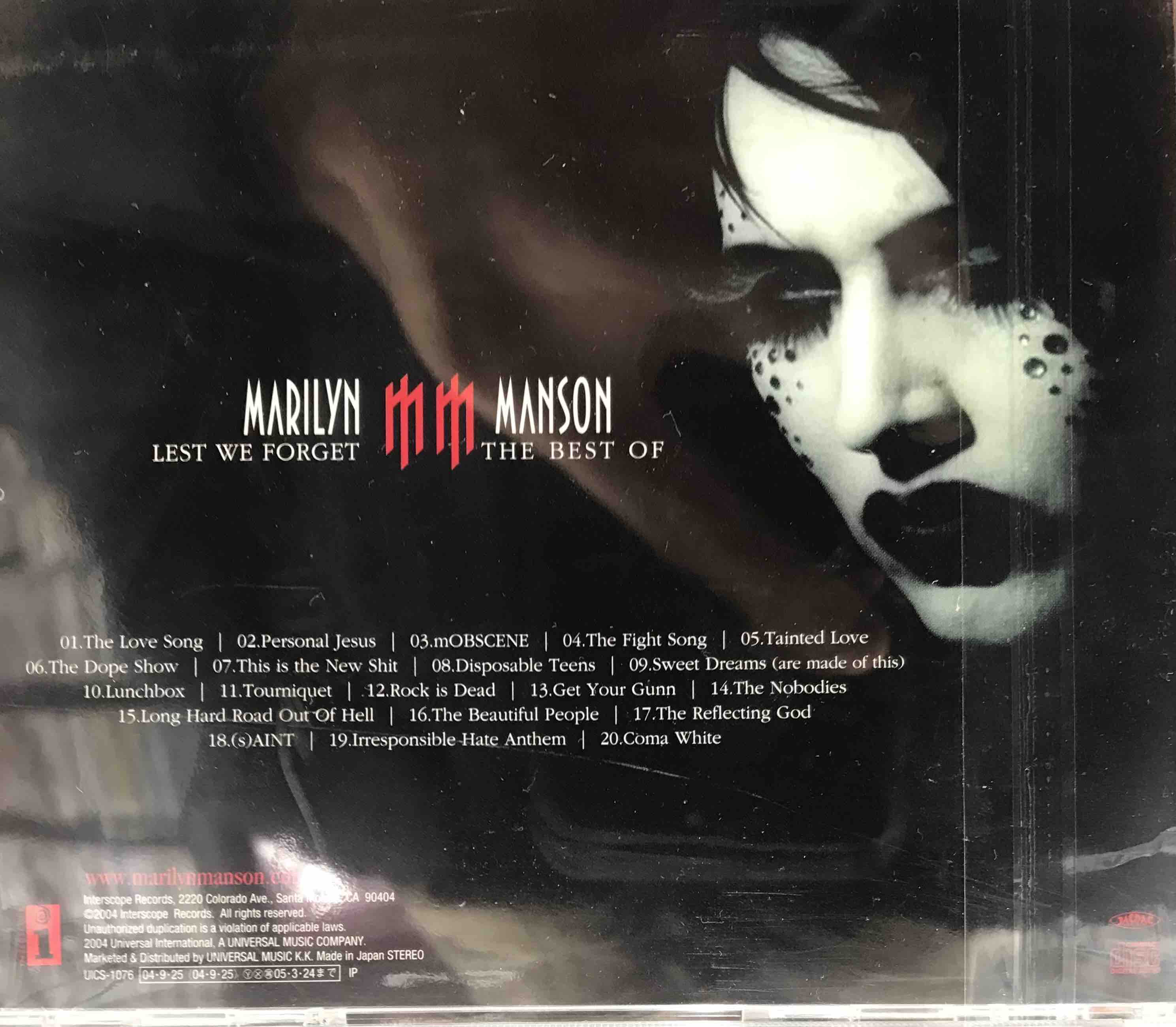 Marilyn Manson ‎– Lest We Forget - The Best Of     (Pre-owned)