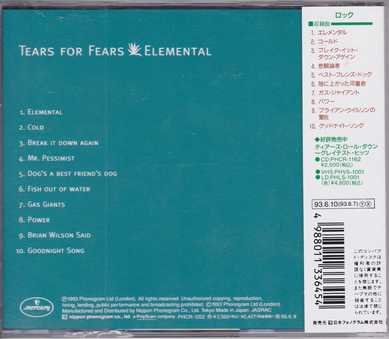Tears For Fears ‎– Elemental  (USED)